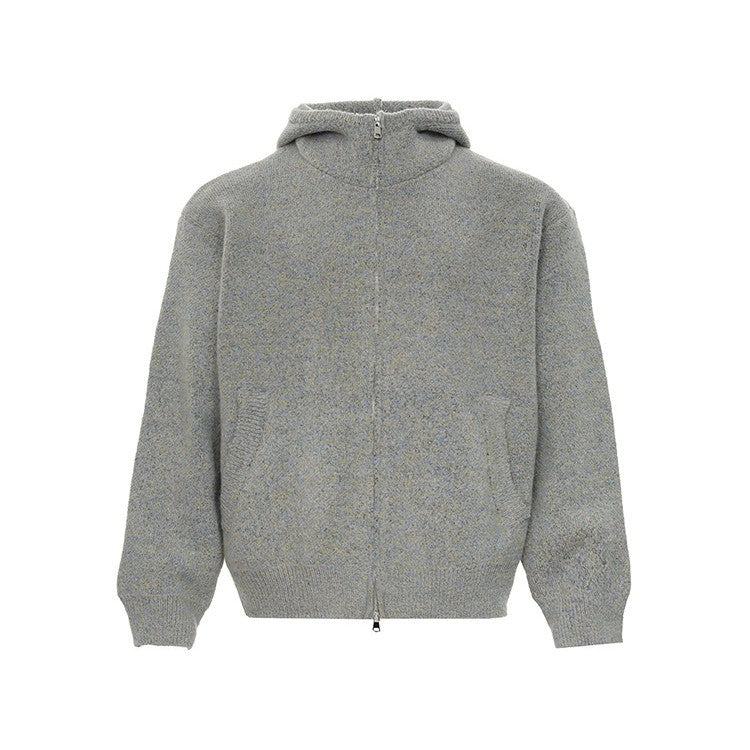 CY |American Retro Loose Style Knit Solid Color Zipper Cardigan