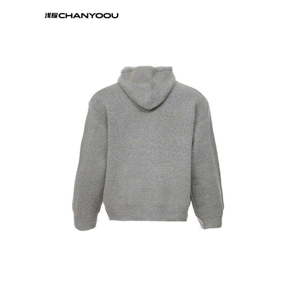 CY |American Retro Loose Style Knit Solid Color Zipper Cardigan