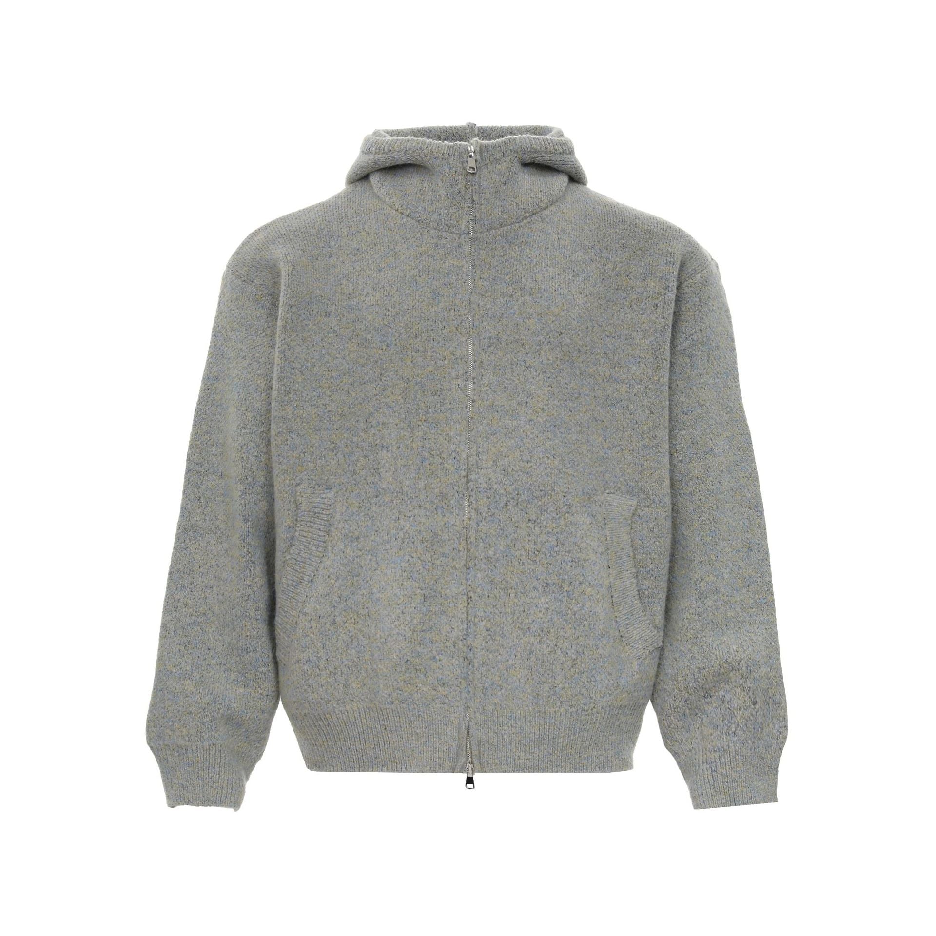 CY |American Retro Loose Style Knit Solid Color Zipper Cardigan