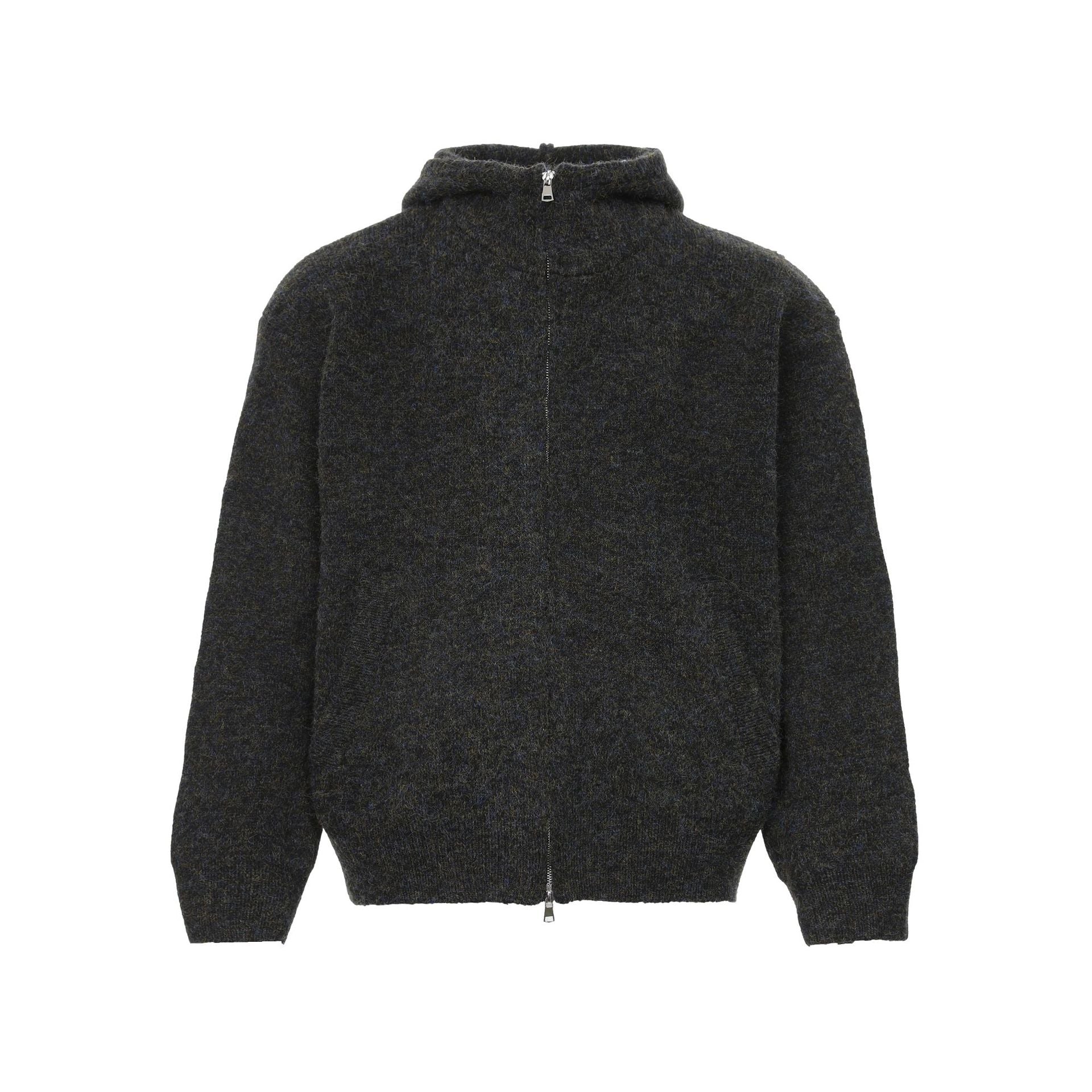 CY |American Retro Loose Style Knit Solid Color Zipper Cardigan