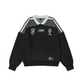 #OVDY Over size hand brush jacquard street wear rugby Style v-neck knit sweater