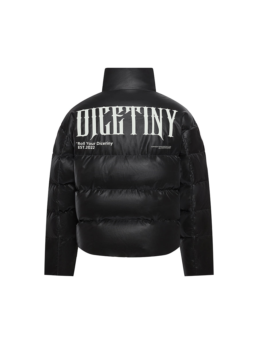 DICETINY matte pu leather down jacket