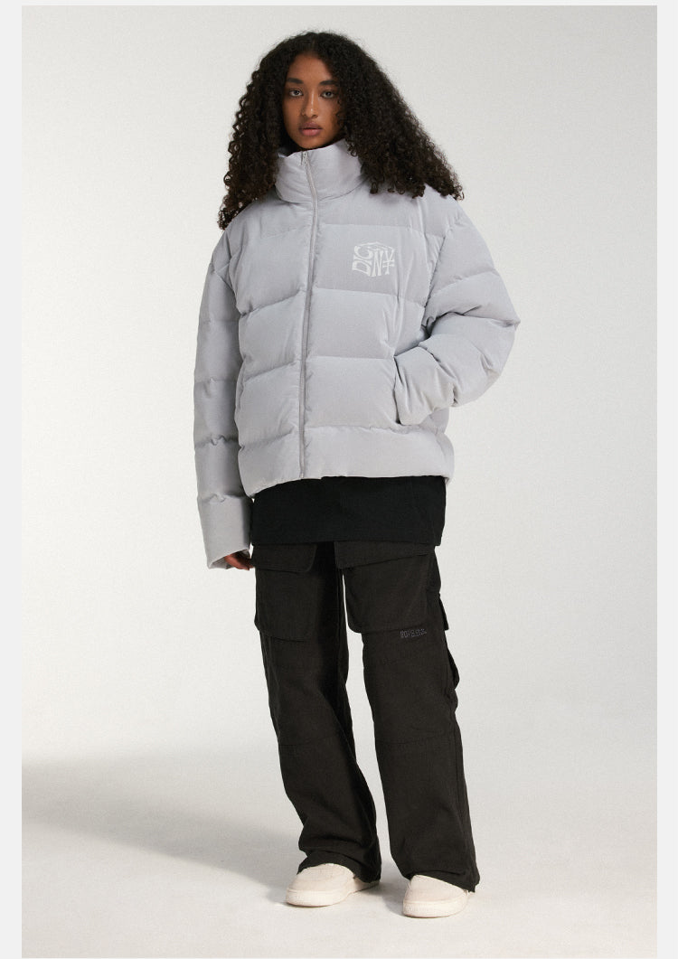 DICETINY matte pu leather down jacket