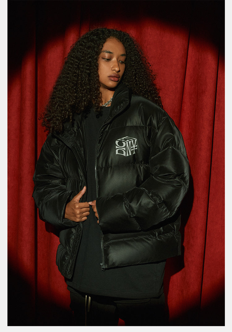DICETINY matte pu leather down jacket