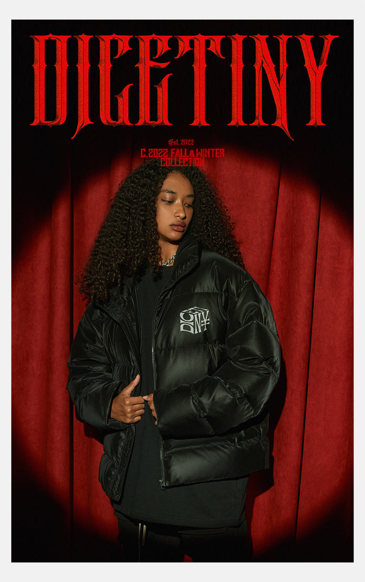 DICETINY matte pu leather down jacket