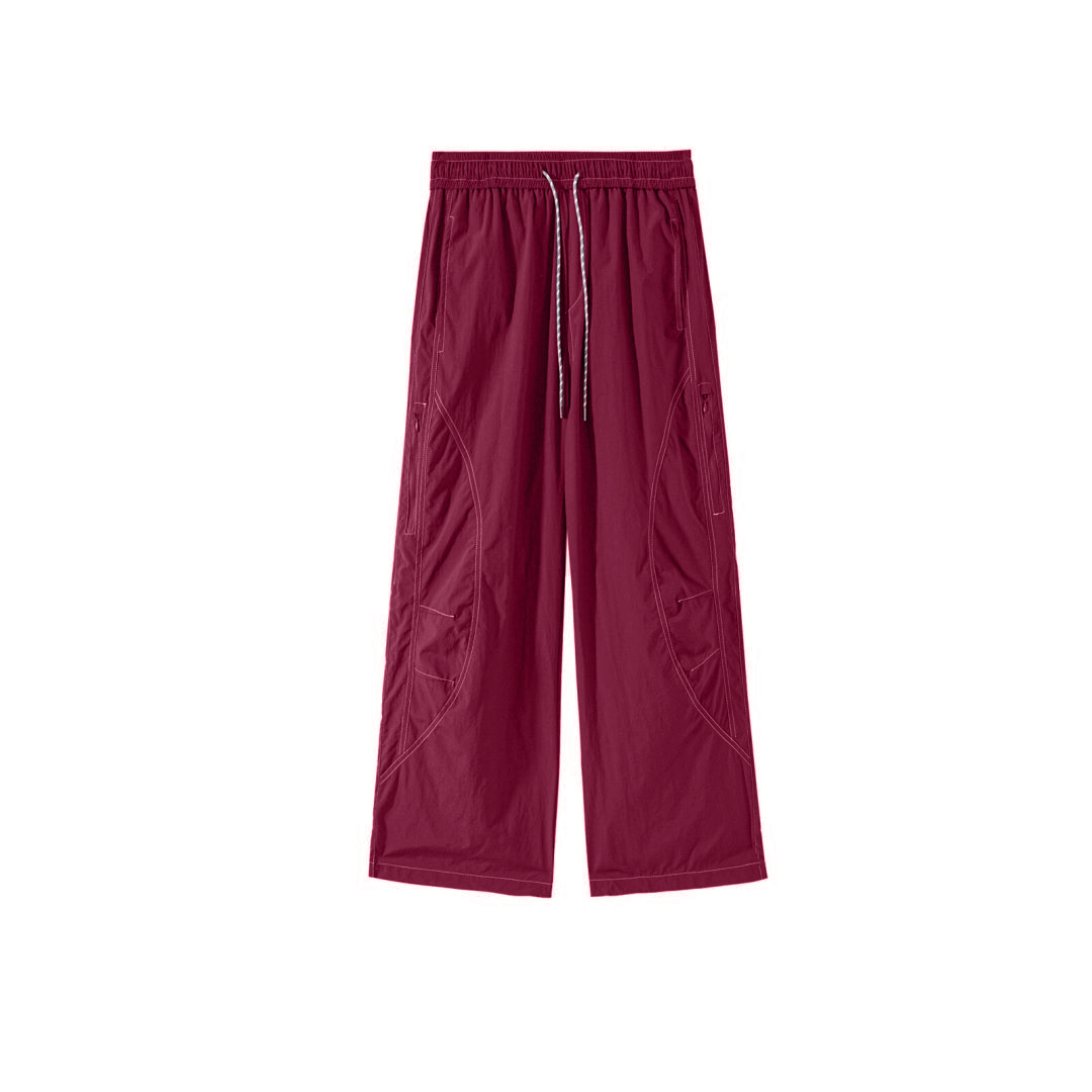 OWOX Sports Topstitch Loose Casual Straight Leg Pants