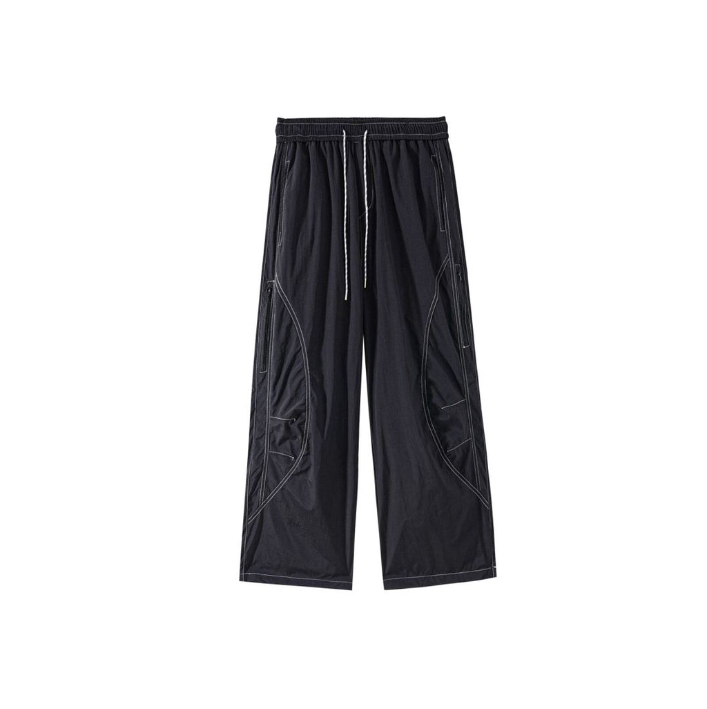 OWOX Sports Topstitch Loose Casual Straight Leg Pants