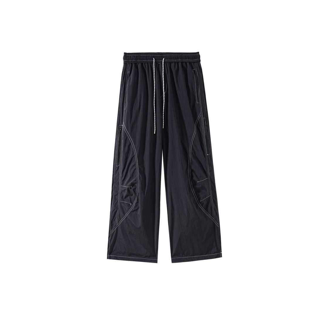 OWOX Sports Topstitch Loose Casual Straight Leg Pants