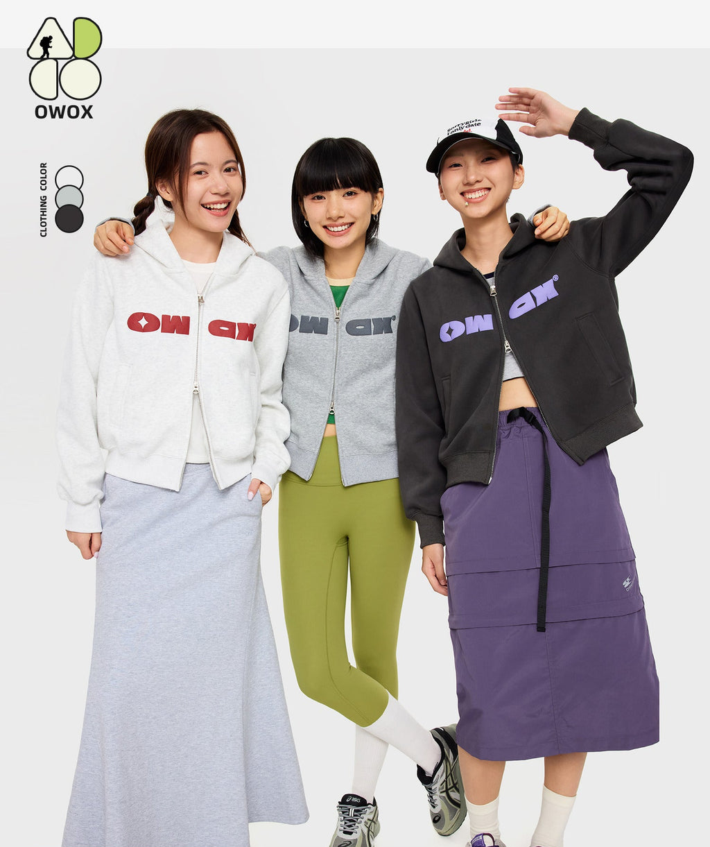 OWOX Women double zipper hooded Cropped Jacket