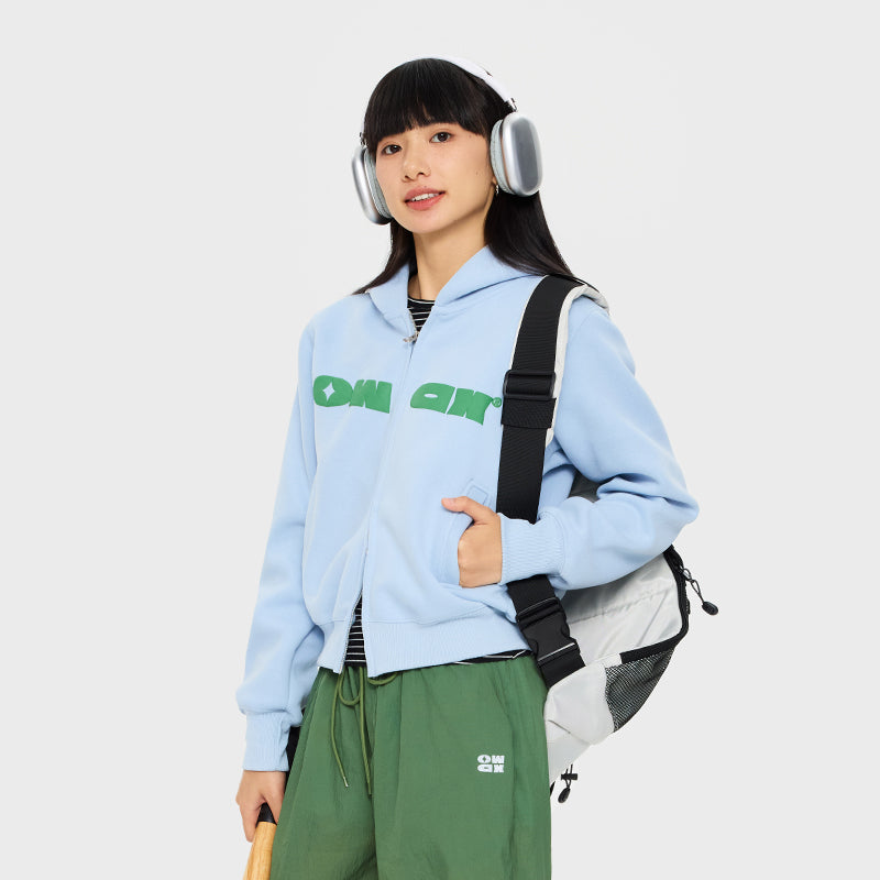OWOX Women double zipper hooded Cropped Jacket