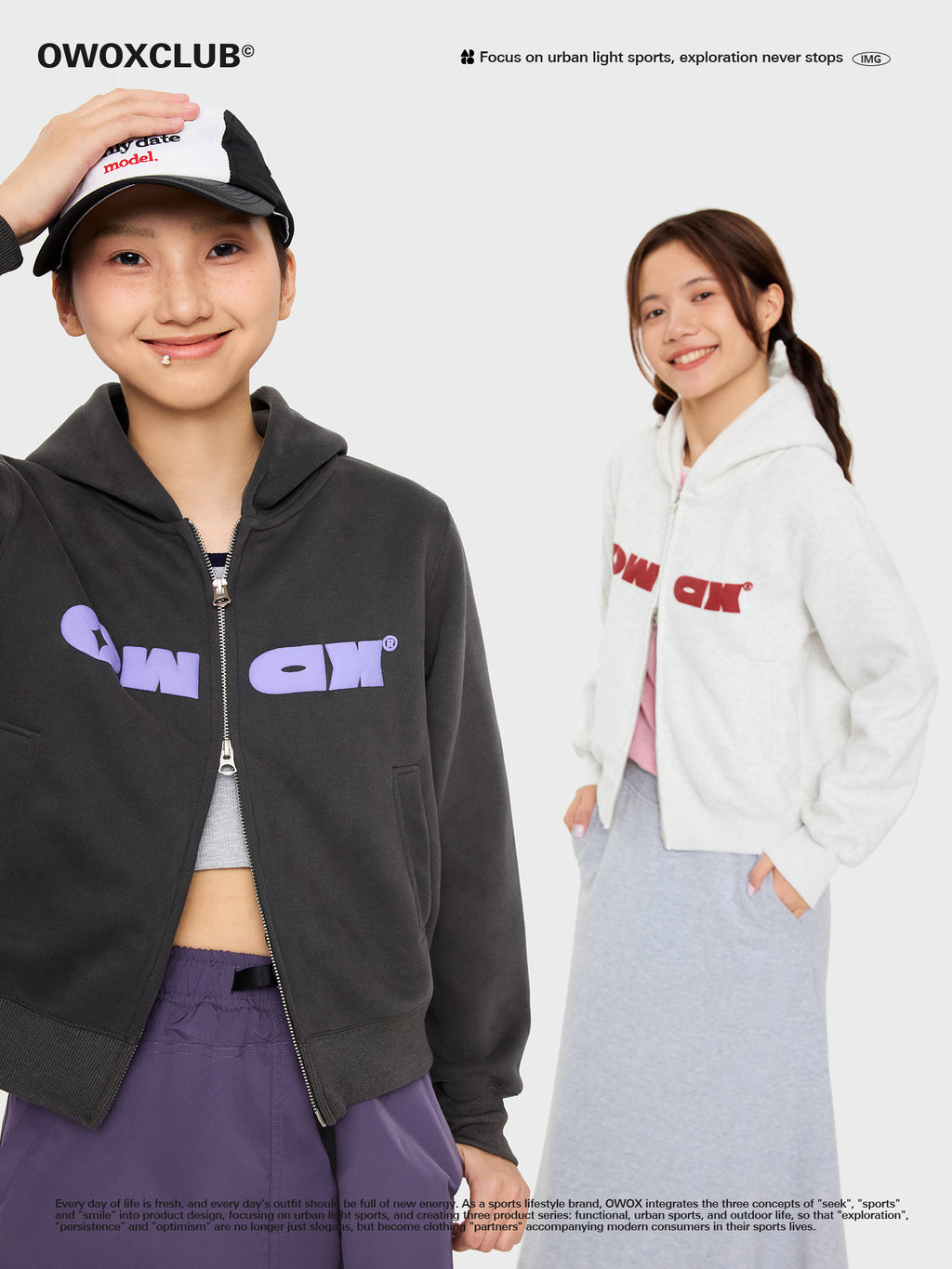OWOX Women double zipper hooded Cropped Jacket