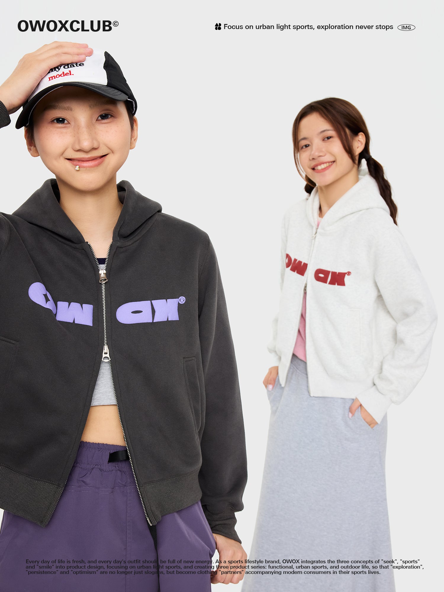OWOX Women double zipper hooded Cropped Jacket