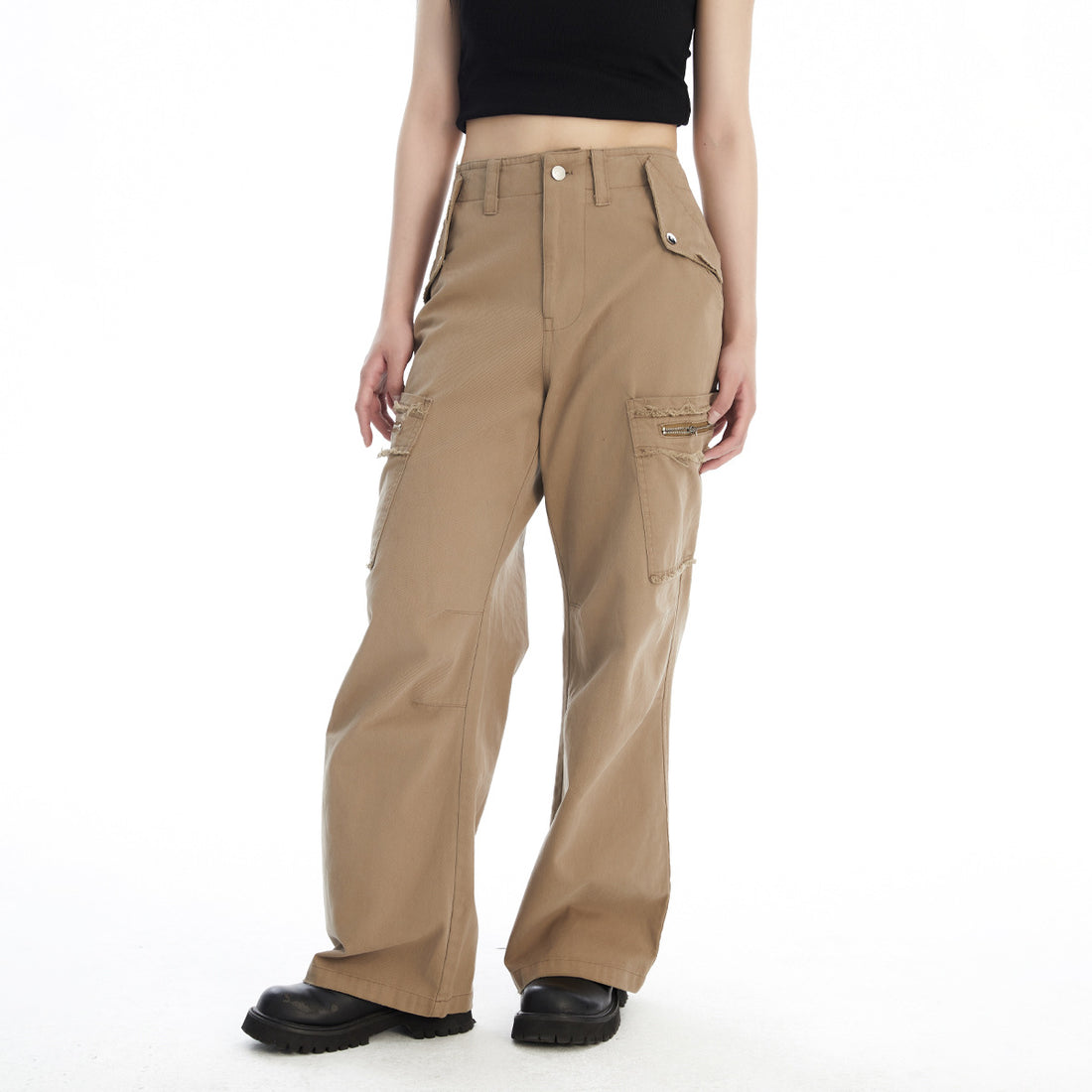 UNBDNS functional trendy cargo pants drape casual high street straight wide-leg pants