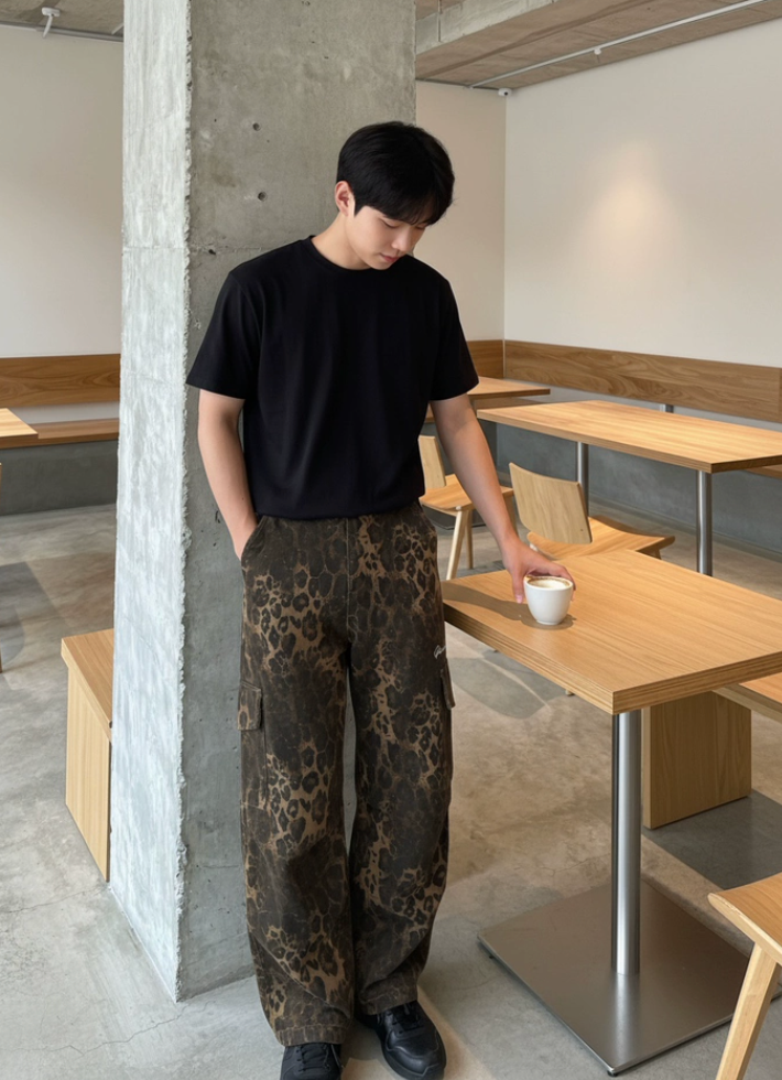 404MOB Retro Leopard Print Wide-leg Cargo Pants
