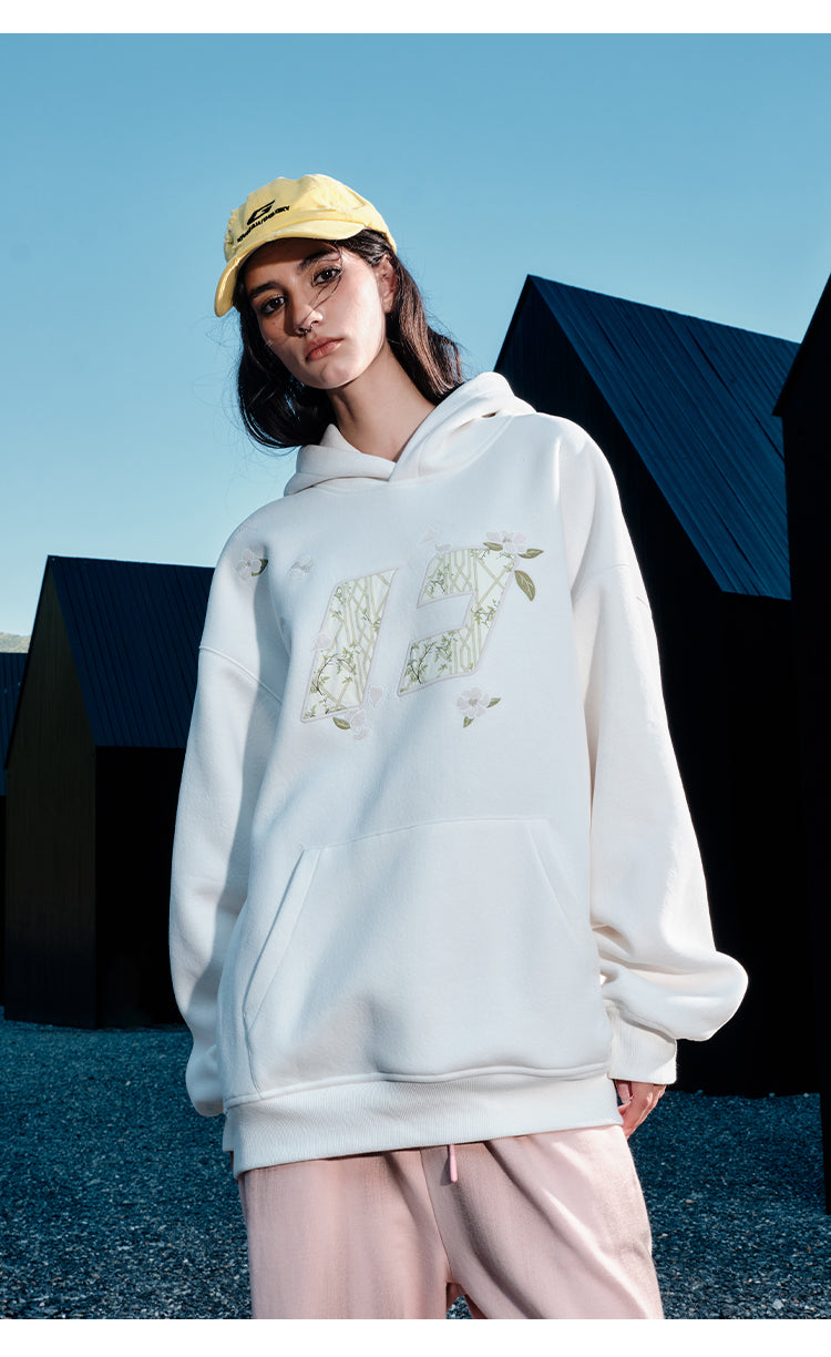 FORNINES Flower Companion Bamboo National Tide Heavy Fleece Hoodie