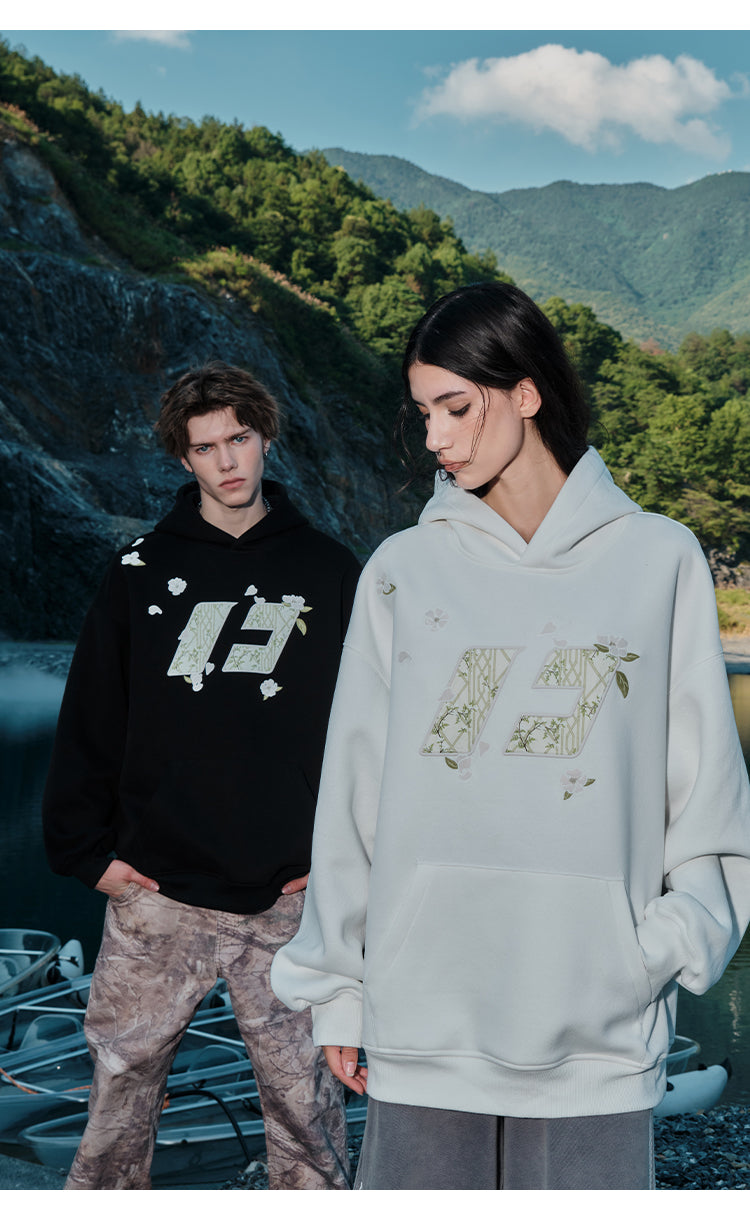 FORNINES Flower Companion Bamboo National Tide Heavy Fleece Hoodie