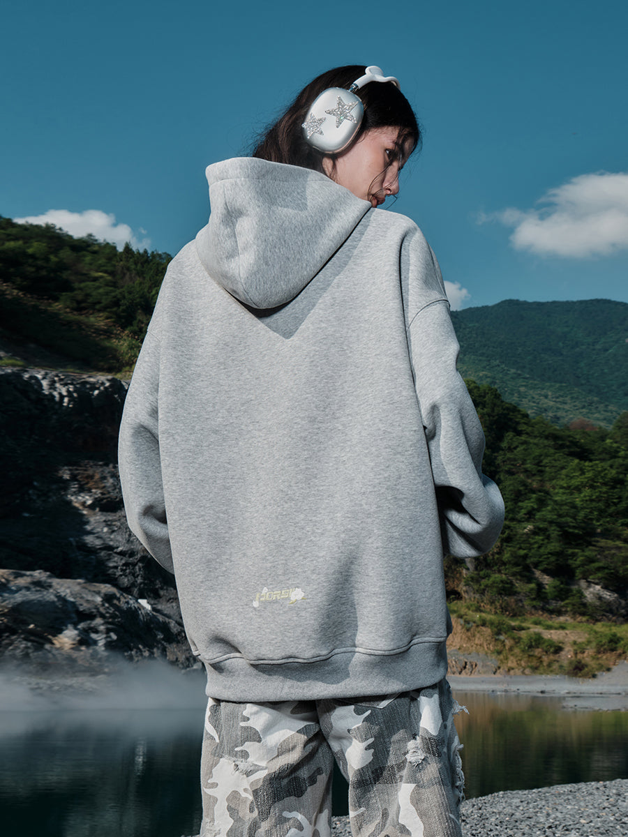 FORNINES Flower Companion Bamboo National Tide Heavy Fleece Hoodie