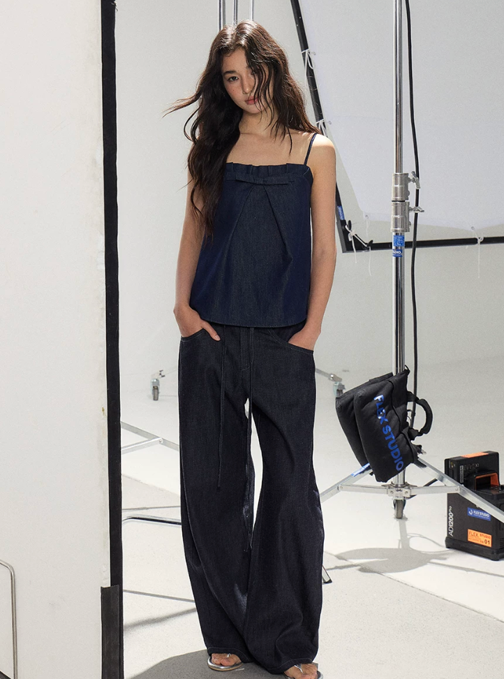WITHMIN Pleated Bow Sling Vest