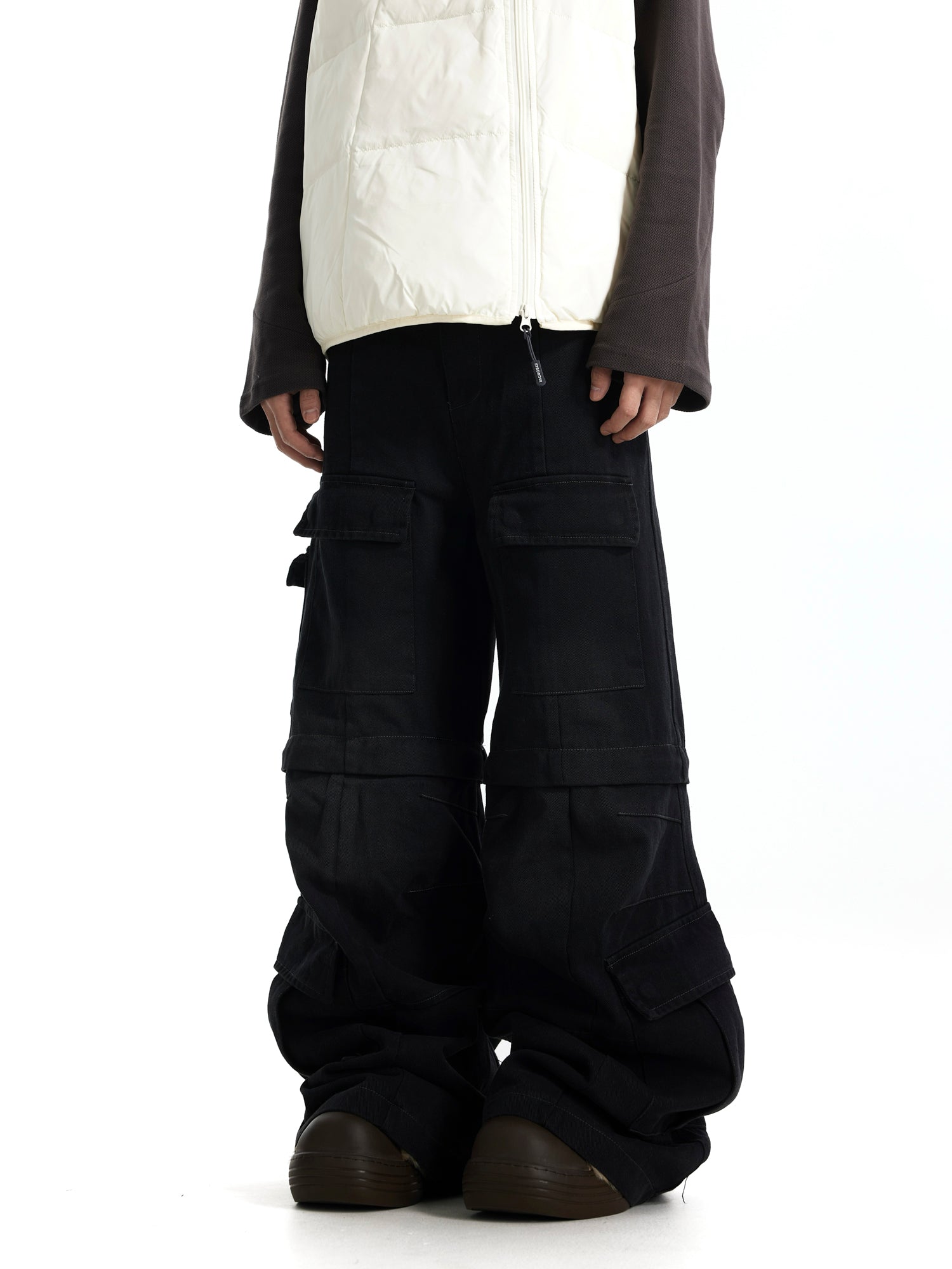 BTSG Cargo distressed bootcut pants