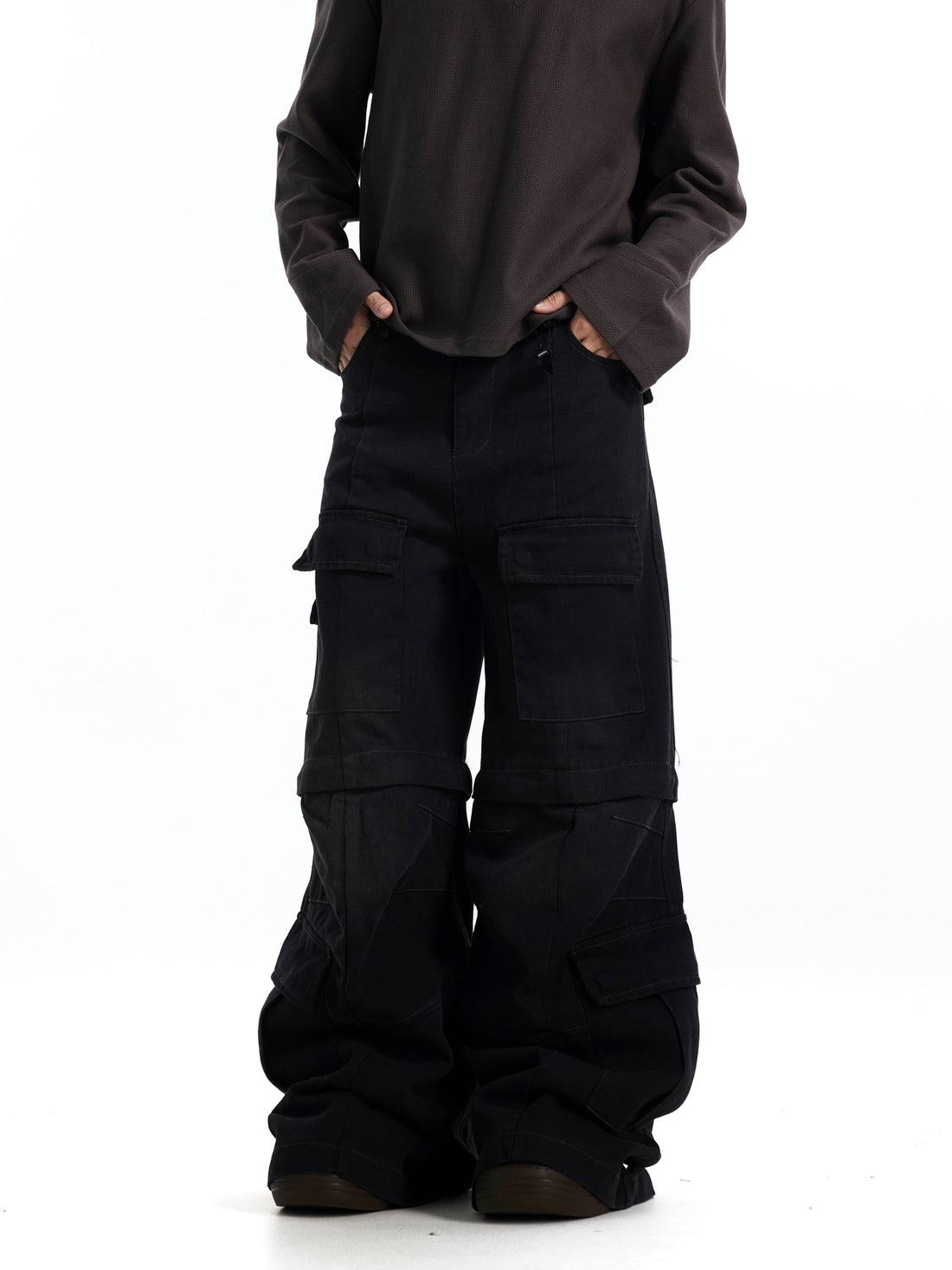 BTSG Cargo distressed bootcut pants