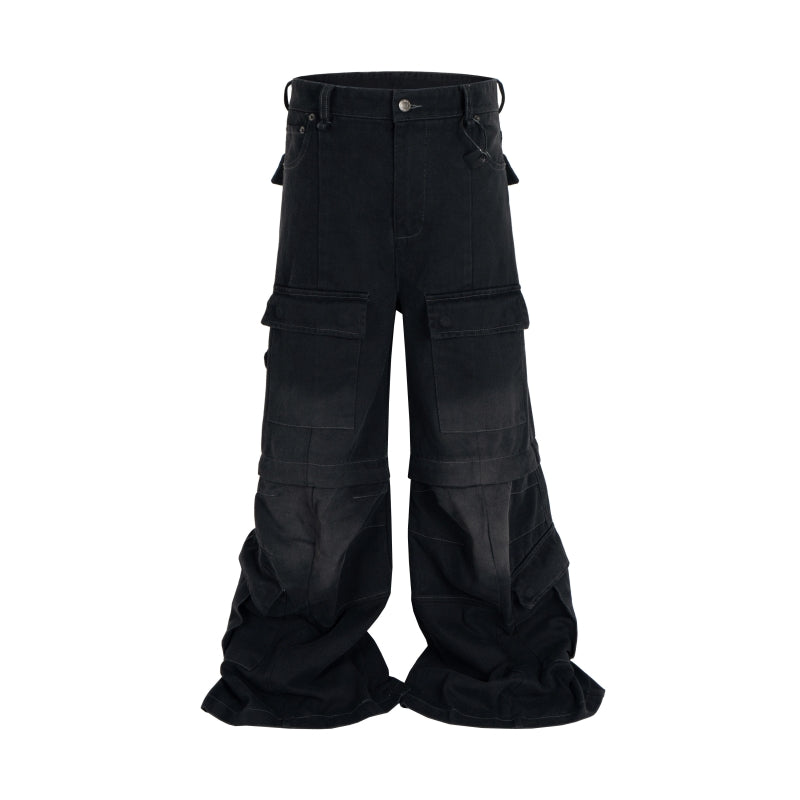 BTSG Cargo distressed bootcut pants