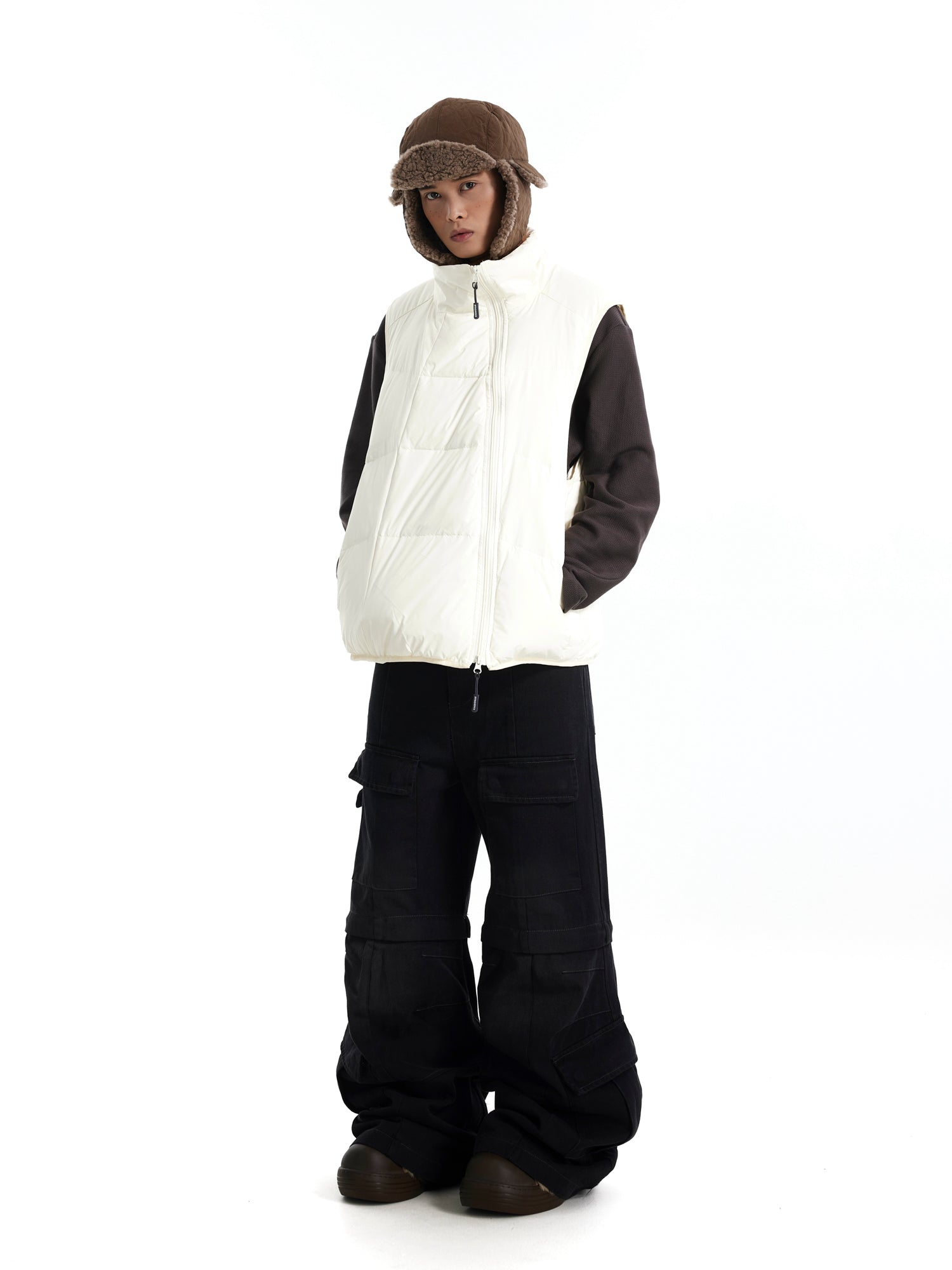 BTSG Cargo distressed bootcut pants