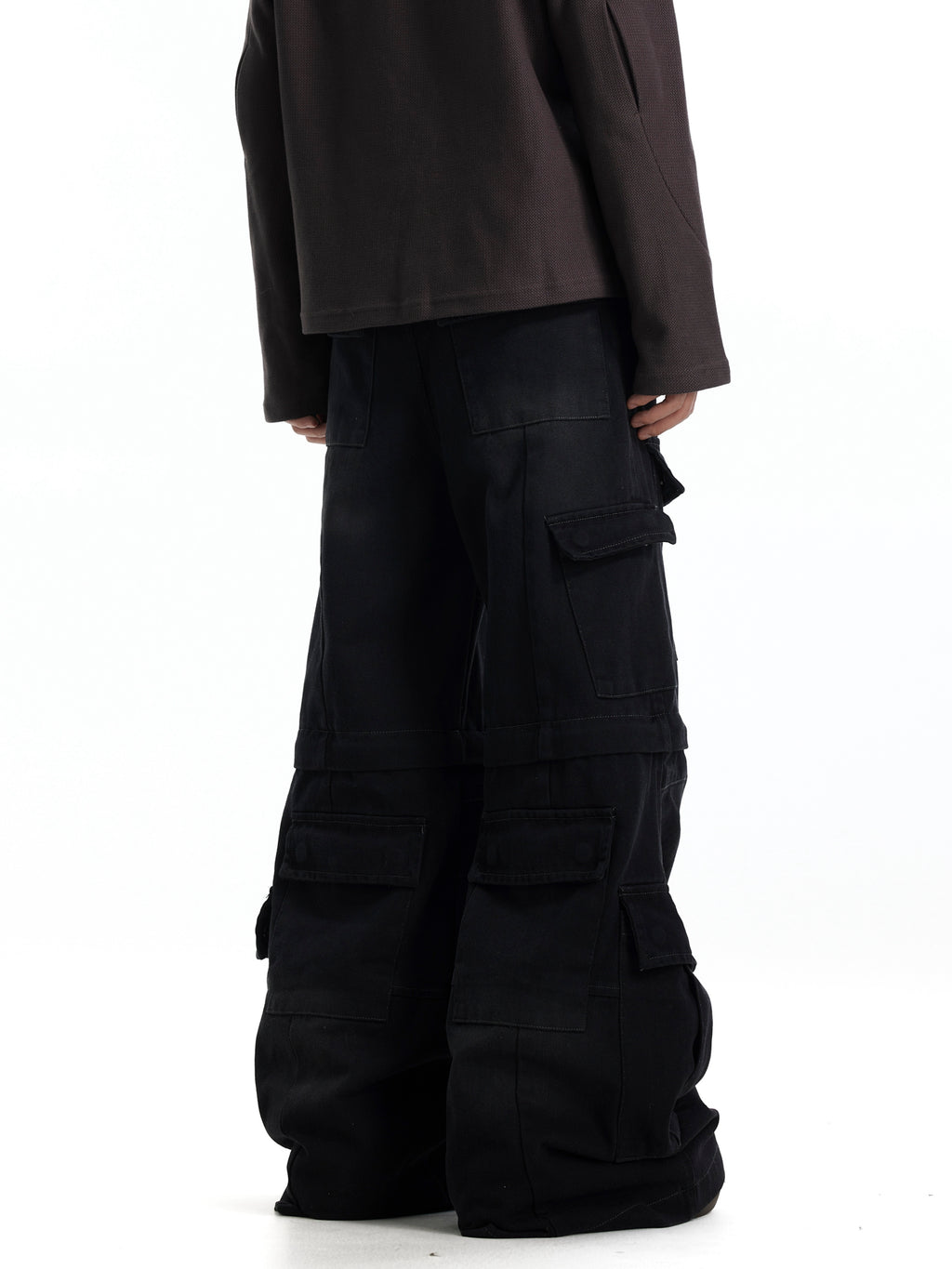 BTSG Cargo distressed bootcut pants