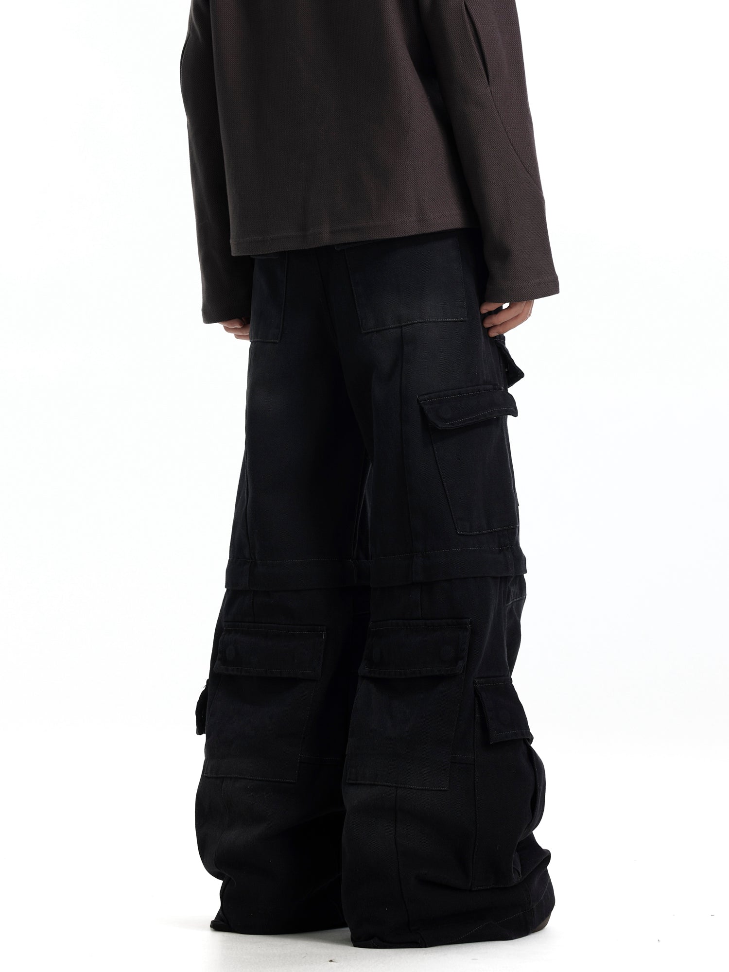 BTSG Cargo distressed bootcut pants
