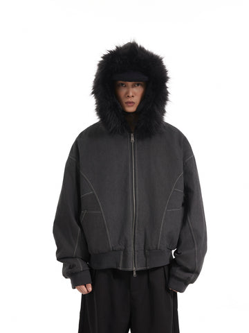 BTSG Thickened Wool Collar Mountain Carving Jacket