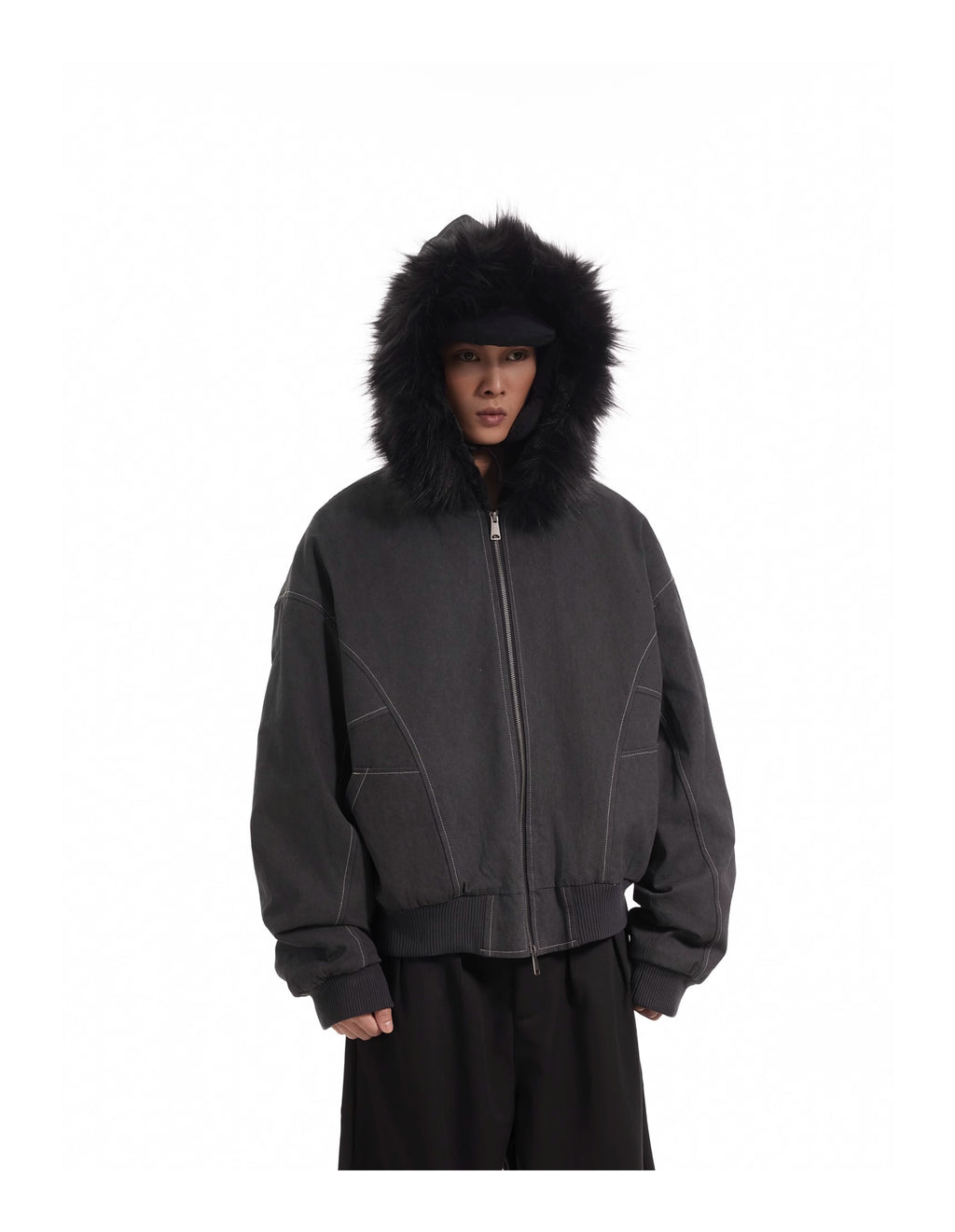 BTSG Thickened Wool Collar Mountain Carving Jacket