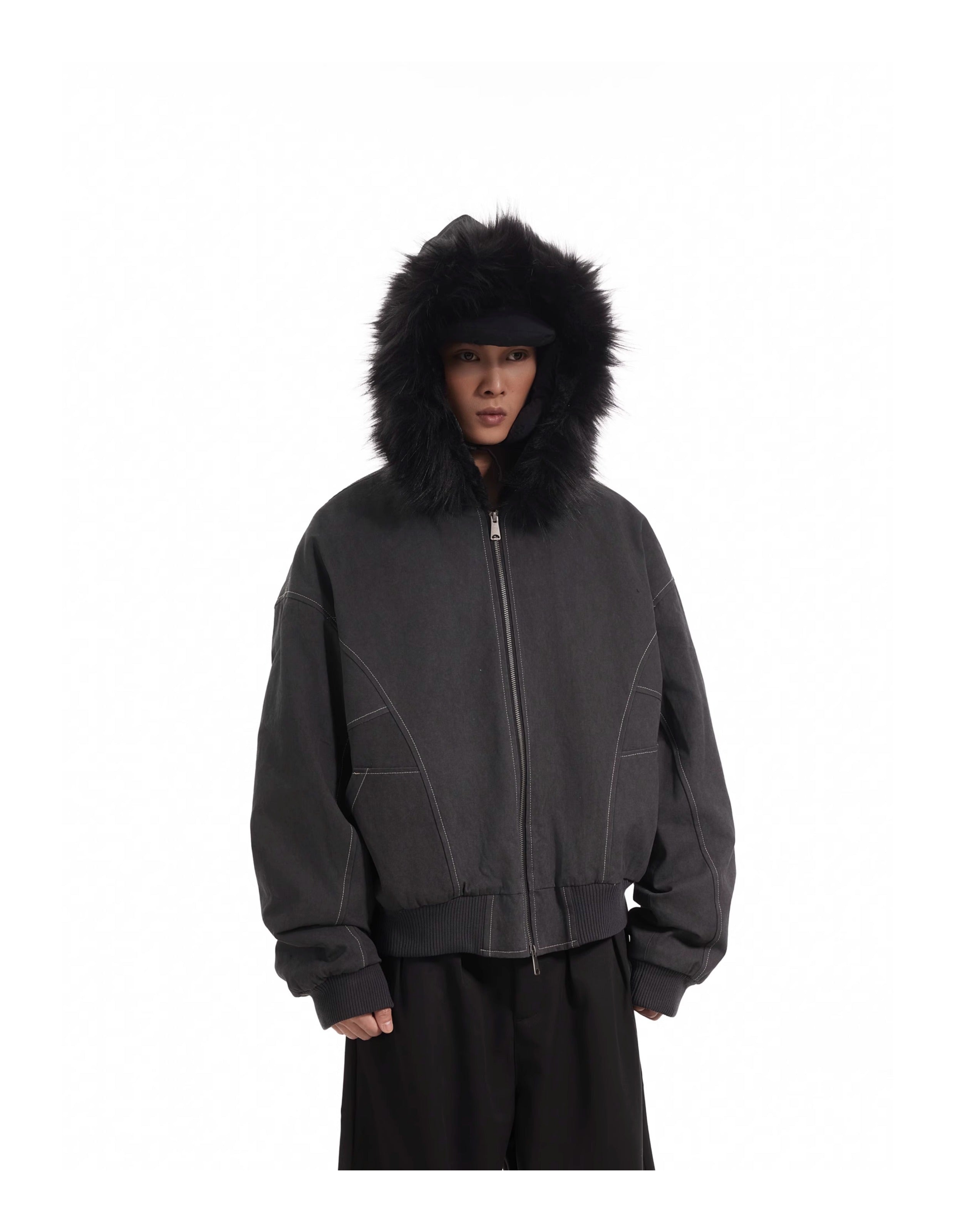 BTSG Thickened Wool Collar Mountain Carving Jacket