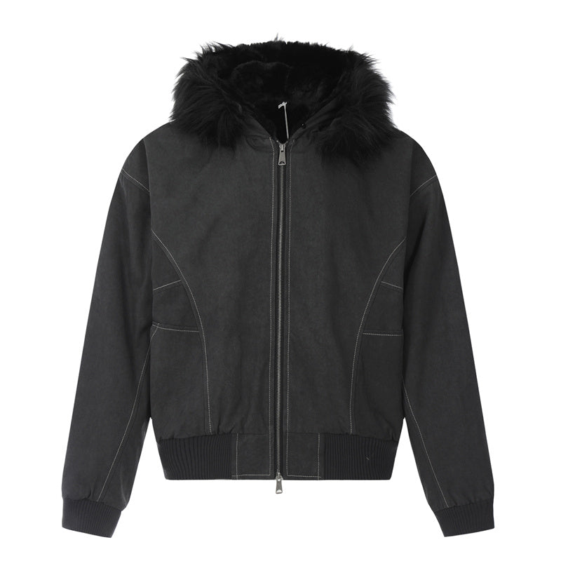 BTSG Thickened Wool Collar Mountain Carving Jacket