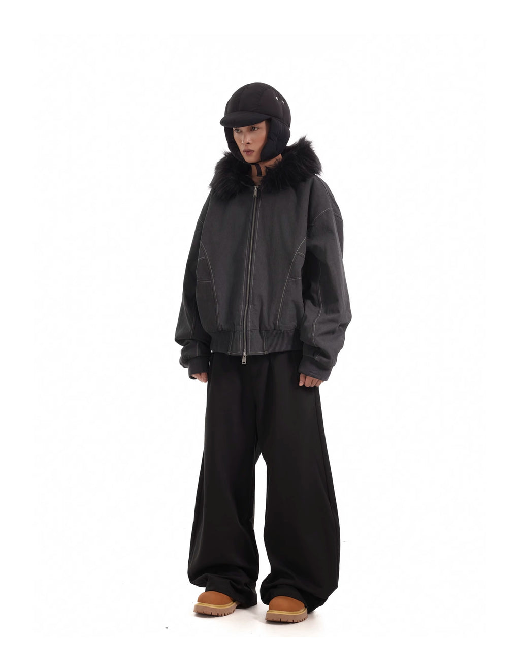 BTSG Thickened Wool Collar Mountain Carving Jacket