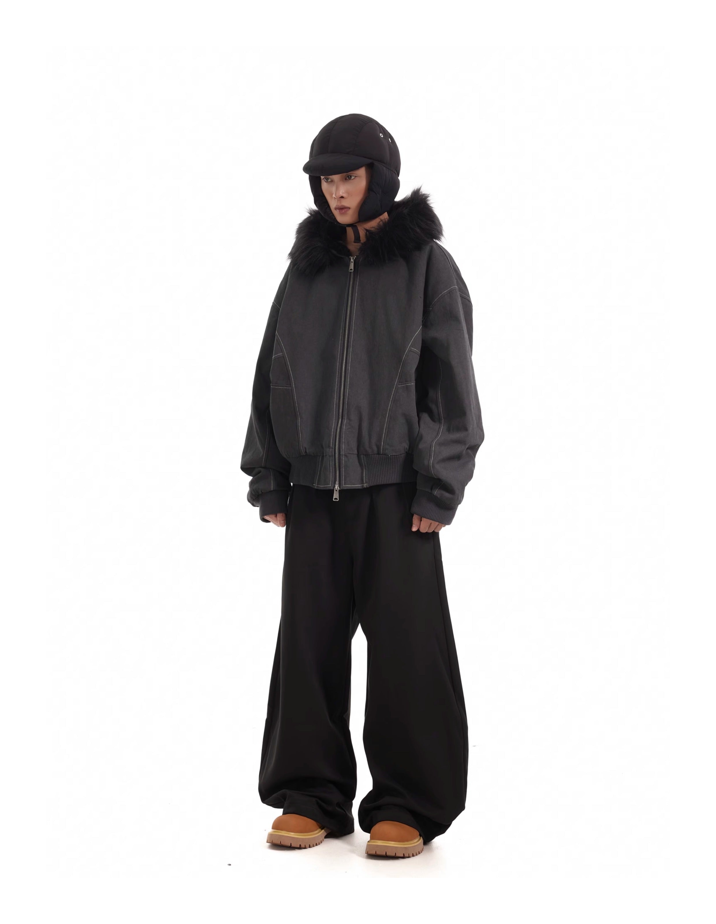 BTSG Thickened Wool Collar Mountain Carving Jacket