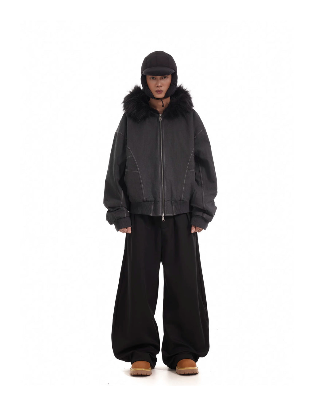BTSG Thickened Wool Collar Mountain Carving Jacket