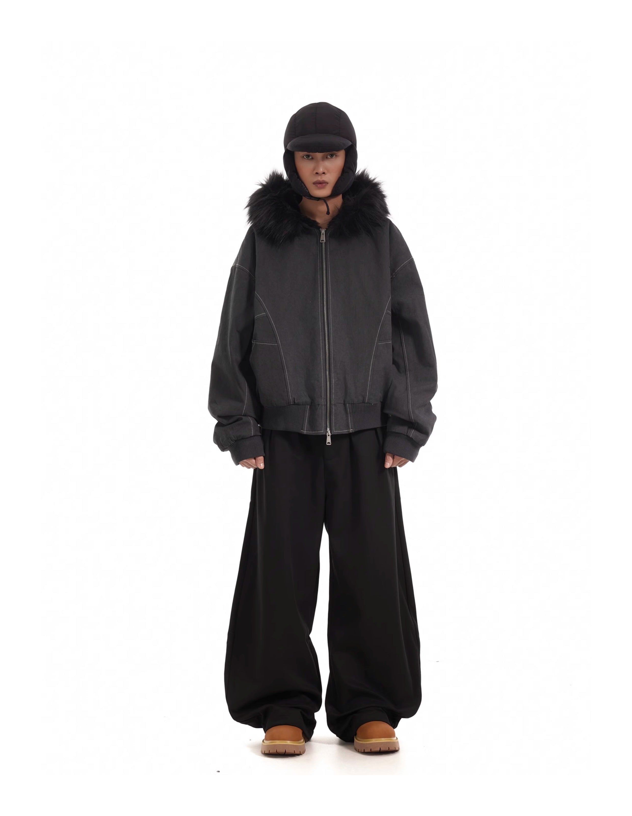 BTSG Thickened Wool Collar Mountain Carving Jacket