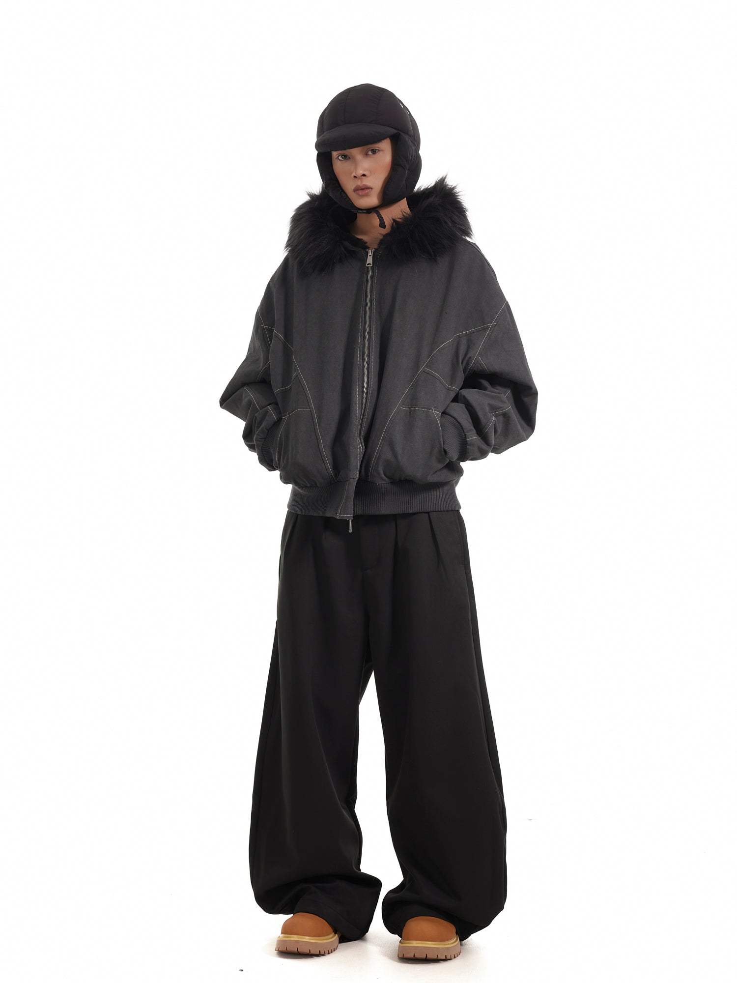 BTSG Thickened Wool Collar Mountain Carving Jacket