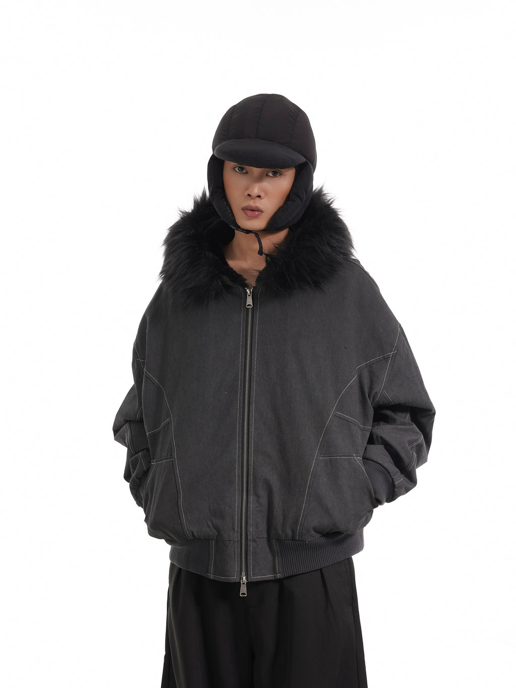 BTSG Thickened Wool Collar Mountain Carving Jacket