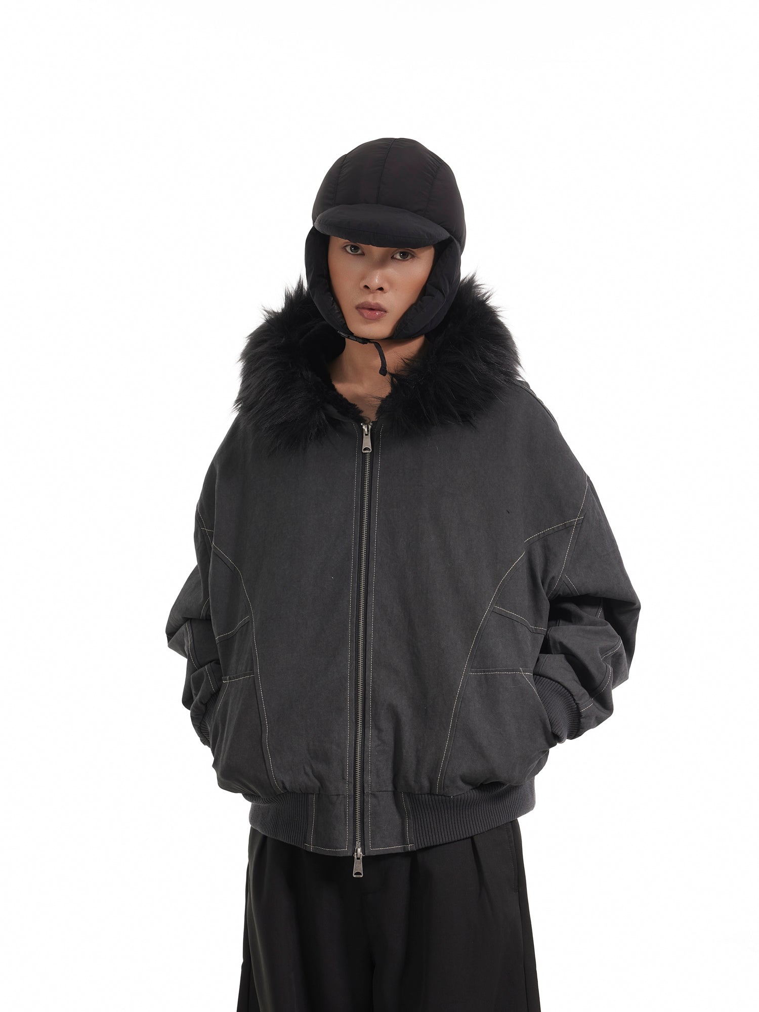 BTSG Thickened Wool Collar Mountain Carving Jacket
