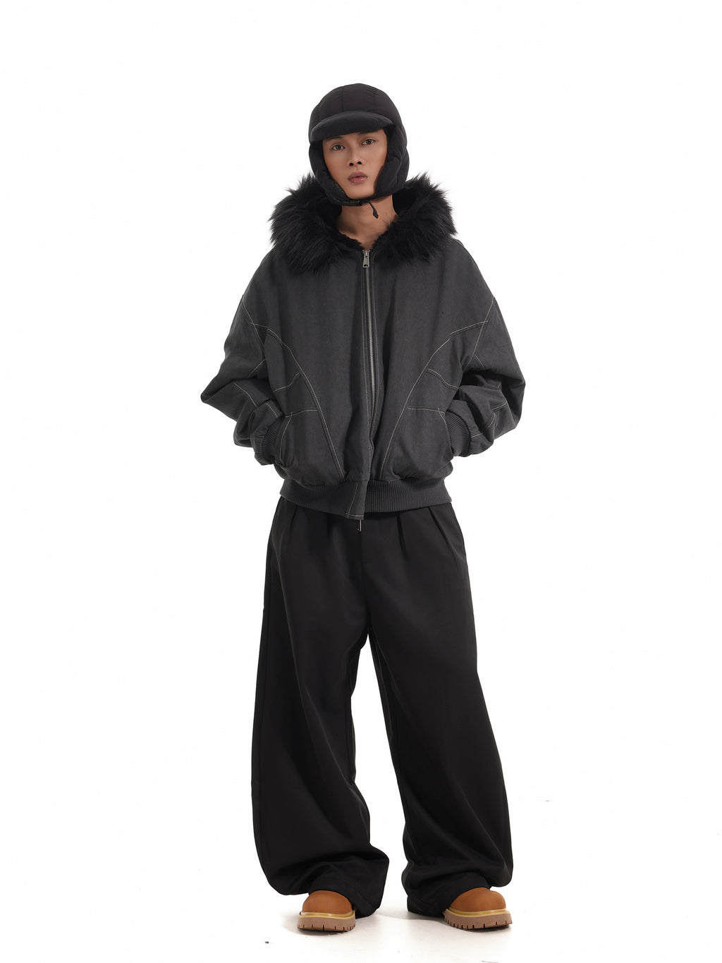 BTSG Thickened Wool Collar Mountain Carving Jacket