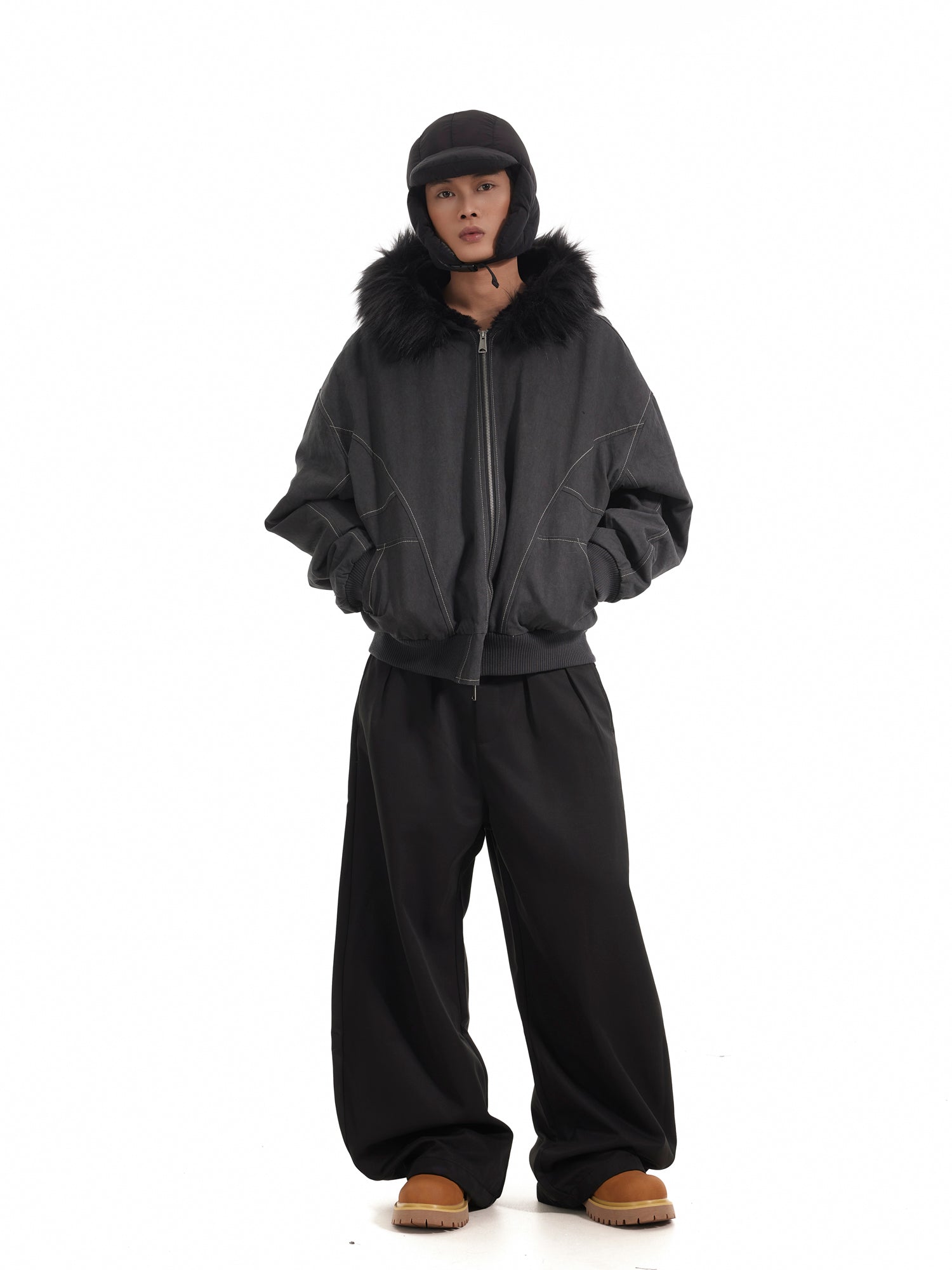 BTSG Thickened Wool Collar Mountain Carving Jacket