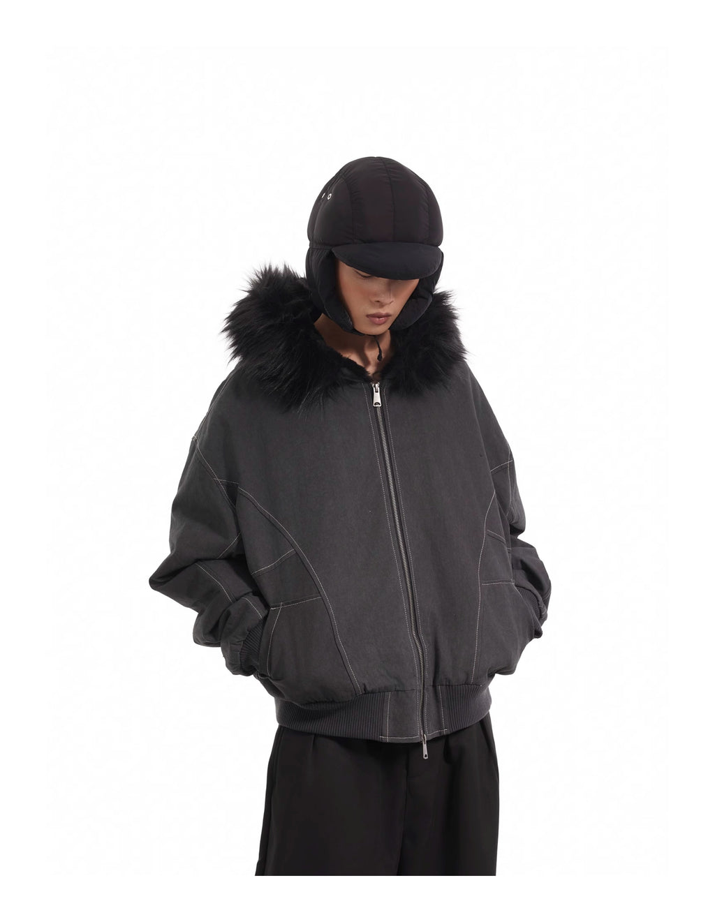 BTSG Thickened Wool Collar Mountain Carving Jacket