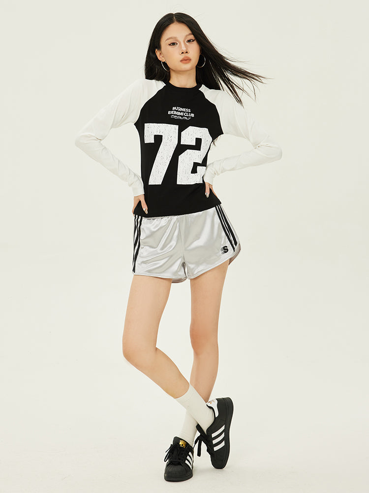 Axis Mundi American Retro Sporty Slim Long Sleeve T-Shirt Women's Versatile Casual Design Sense Trend Top