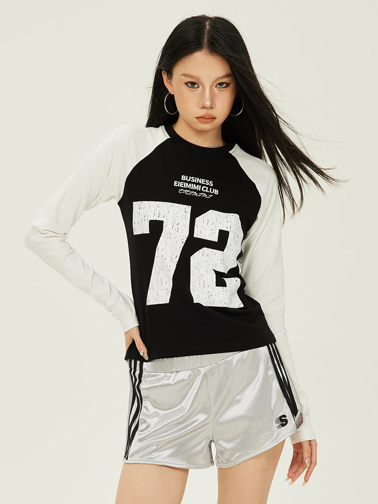 Axis Mundi American Retro Sporty Slim Long Sleeve T-Shirt Women's Versatile Casual Design Sense Trend Top