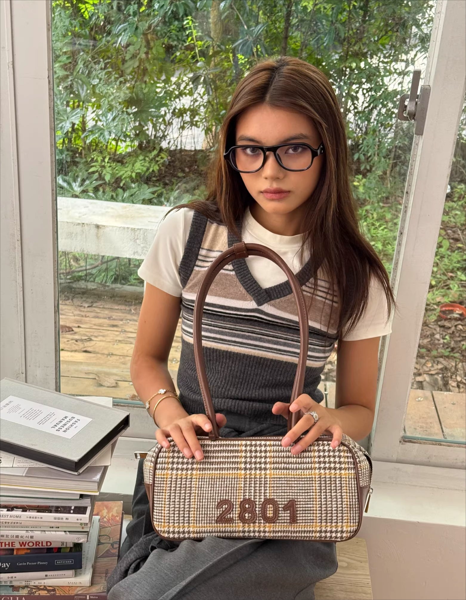 2801Project Plaid Suede Shoulder Bag