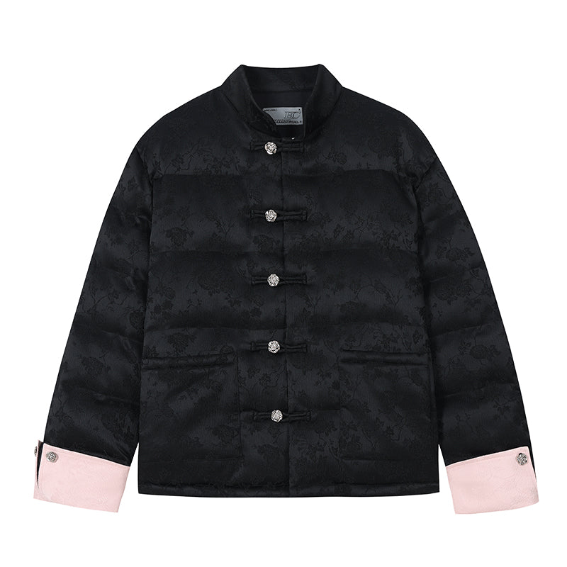 Harshandcruel Chinese Floral Jacquard Fabric Tang Costume Graphene Thermal Cotton Jacket