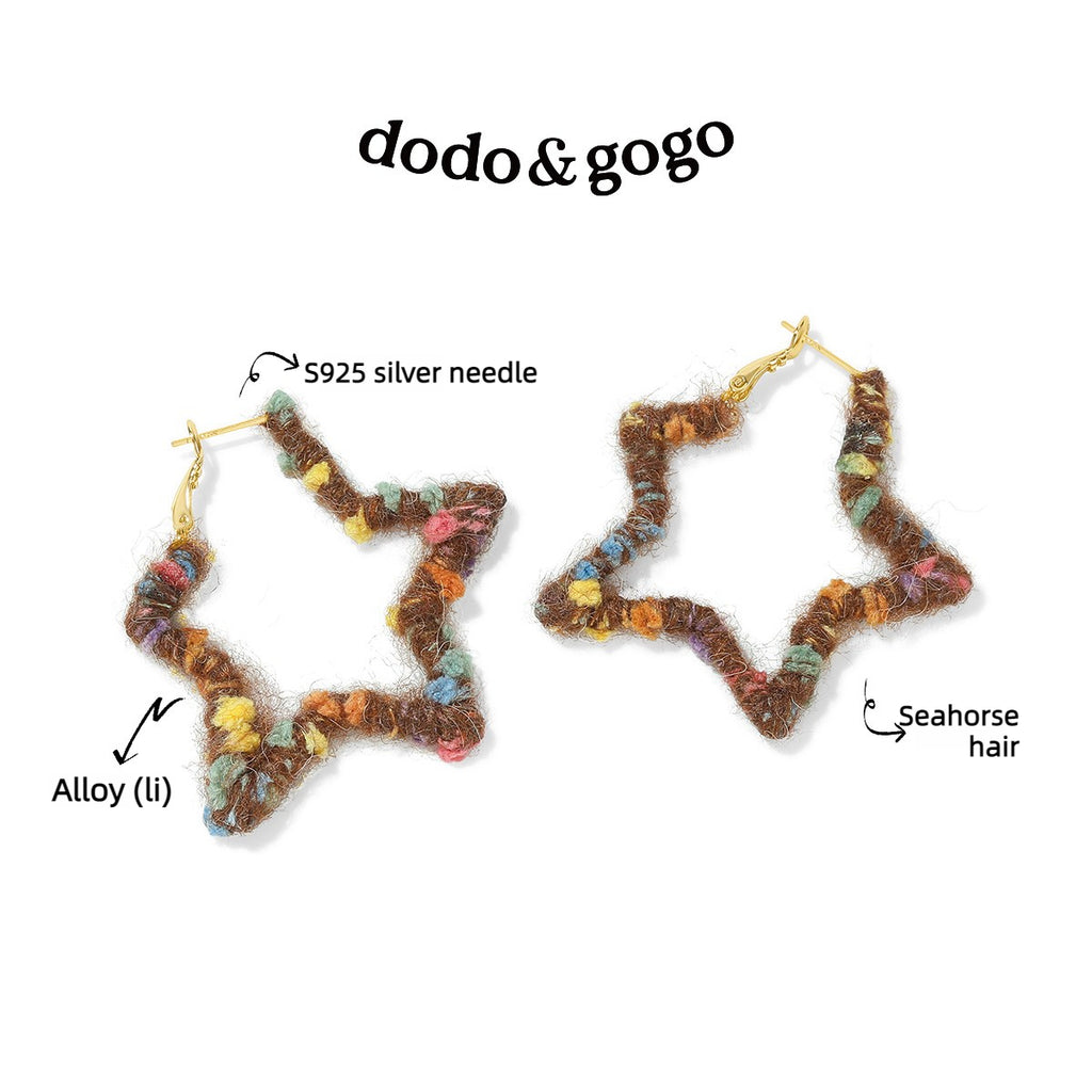 DODOGOGO Wool Star Pentagram Atmosphere Earrings
