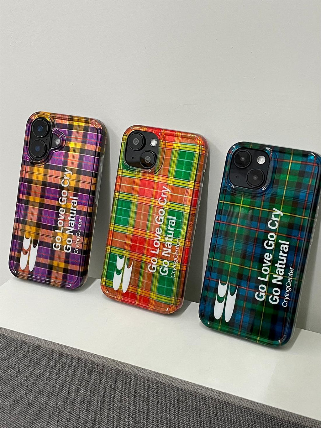 CryingCenter imd shell vintage check double jelly iphone case hard shell