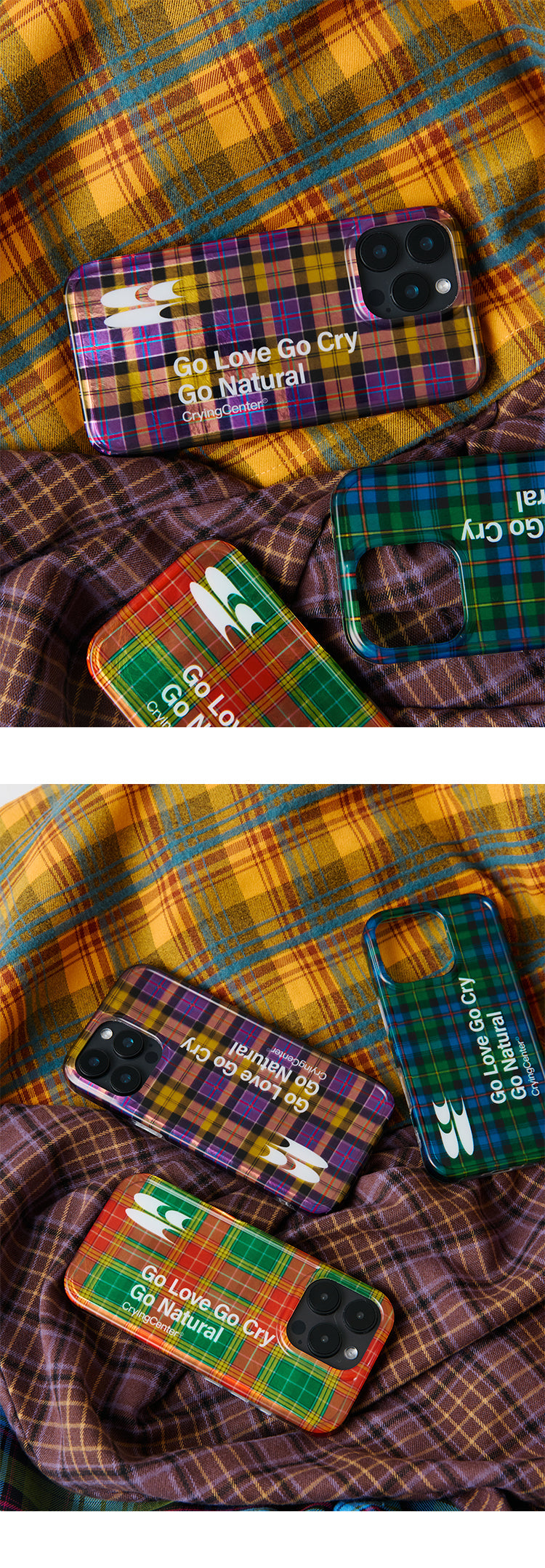 CryingCenter imd shell vintage check double jelly iphone case hard shell