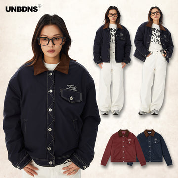 UNBDNS American retro unisex niche loose casual couple lapel jacket